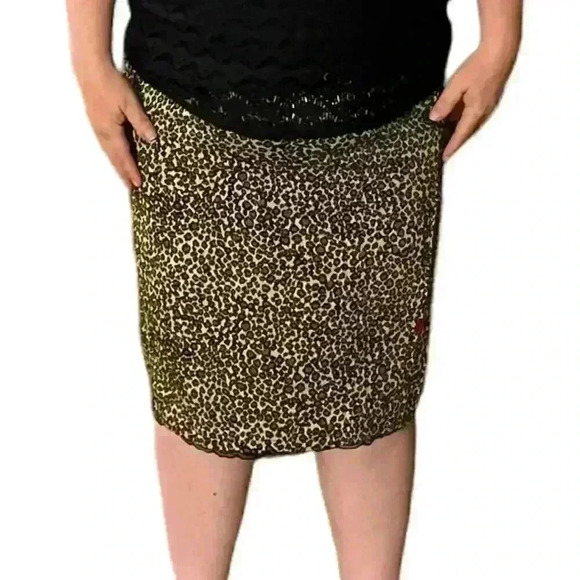 Tripp NYC Leopard Print Lace Trim Pencil Skirt Size 16 Gothic Y2K - Picture 2 of 11